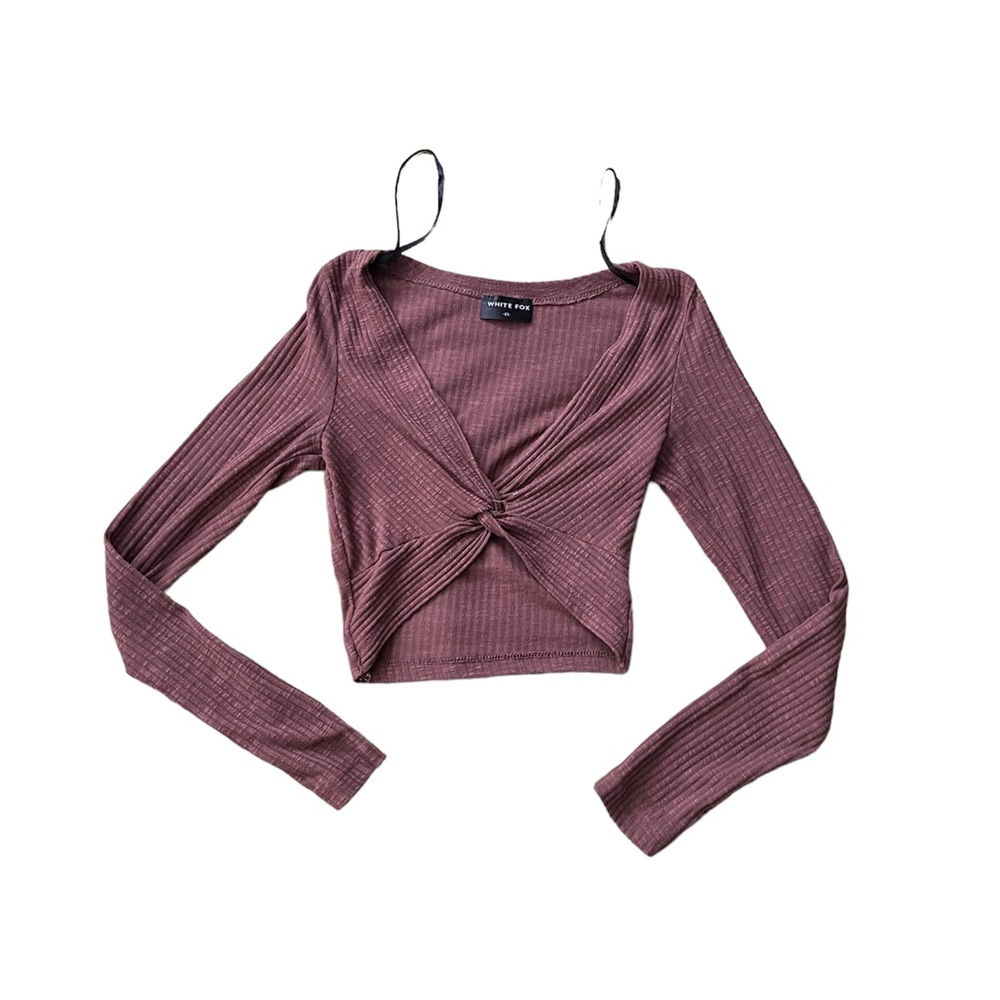 White Fox Boutique “In Motion” Long Sleeve Crop (Brown) Size XS - Picture 2 of 4